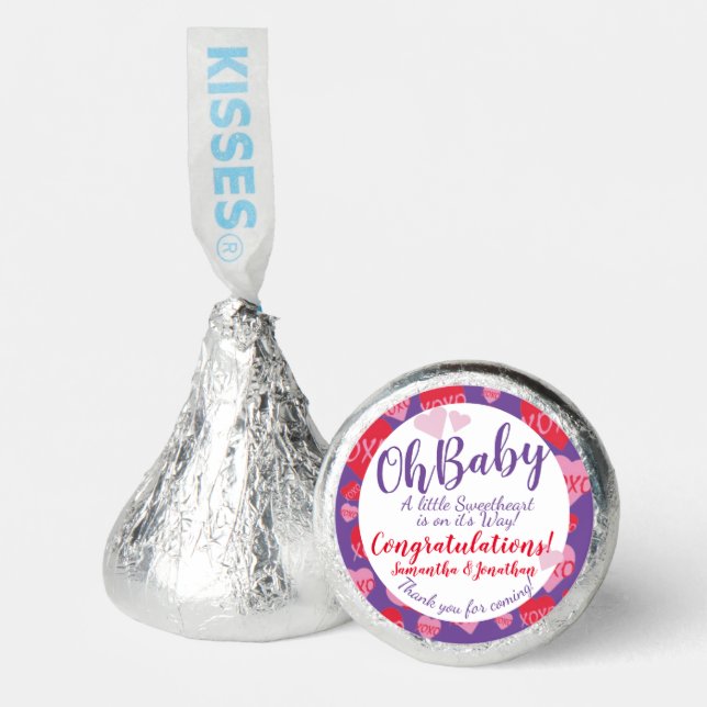 Oh Baby Pink Red Sweethearts Baby Shower Hershey®'s Kisses® (Front)