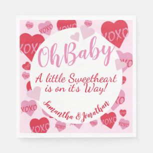Oh Baby Pink Red Sweethearts Baby Shower Pink Napkins