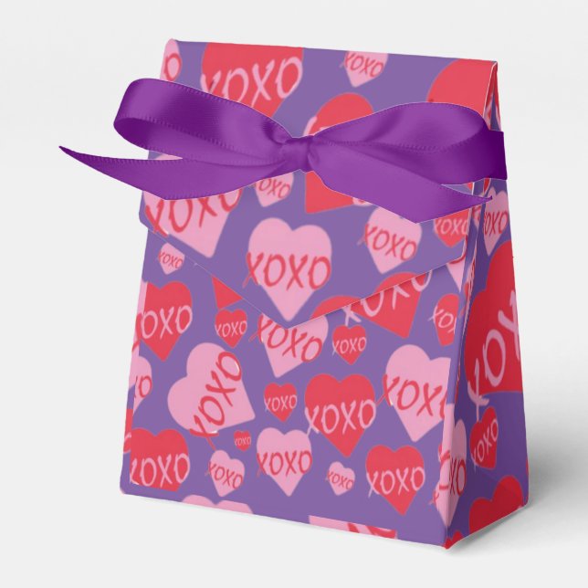 Oh Baby Pink Red Sweethearts Baby Shower Purple Favor Boxes (Front Side)