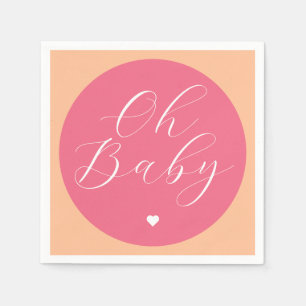 oh baby pink retro minimal baby shower napkins