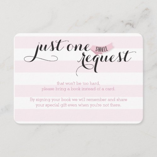 Oh Baby Pink Stripes Shower Book Request Card