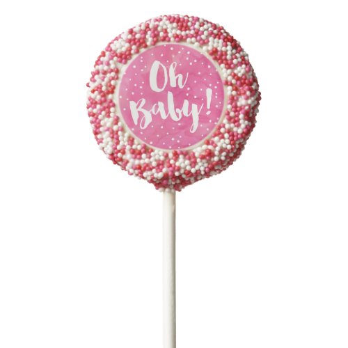 Oh Baby Pink Watercolor Baby Shower Chocolate Covered Oreo Pop