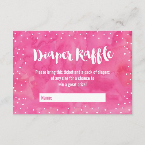 Oh Baby Pink Watercolor Baby Shower Diaper Raffle Enclosure Card