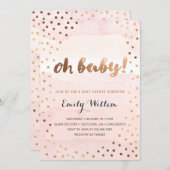OH BABY! Pink Watercolor & Gold Foil Baby Shower Invitation (Front/Back)