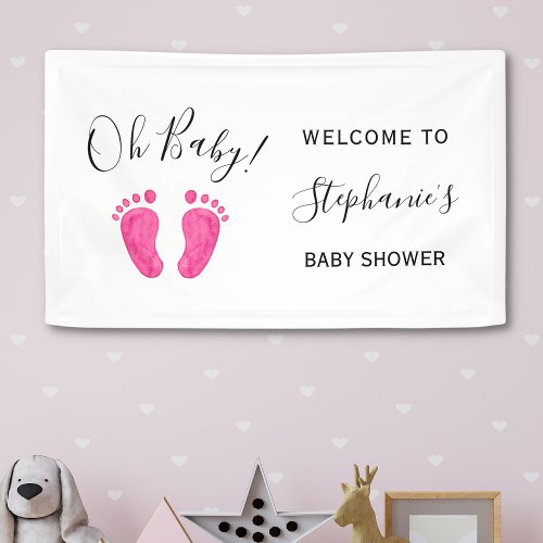 Oh Baby Pink Welcome Baby Shower Banner