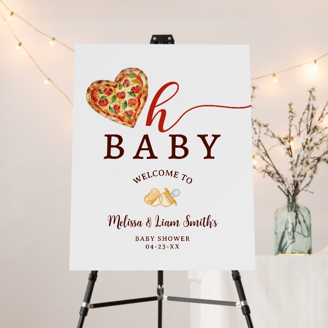 Oh Baby Pizza and Pacifiers Baby Shower Welcome Si Foam Board (In Situ (Stand))