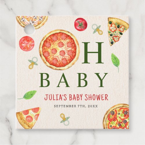 Oh Baby Pizza  Pacifiers Baby Shower  Favor Tags