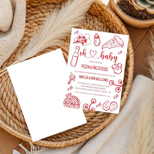 Oh Baby Pizza + Pacifiers Baby Shower Invitation