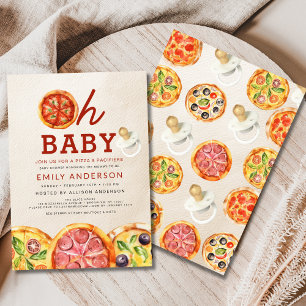 Oh Baby Pizza & Pacifiers Baby Shower Invitation