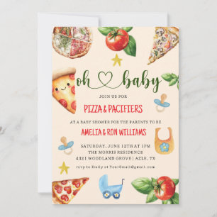 Oh Baby Pizza + Pacifiers Baby Shower Invitation
