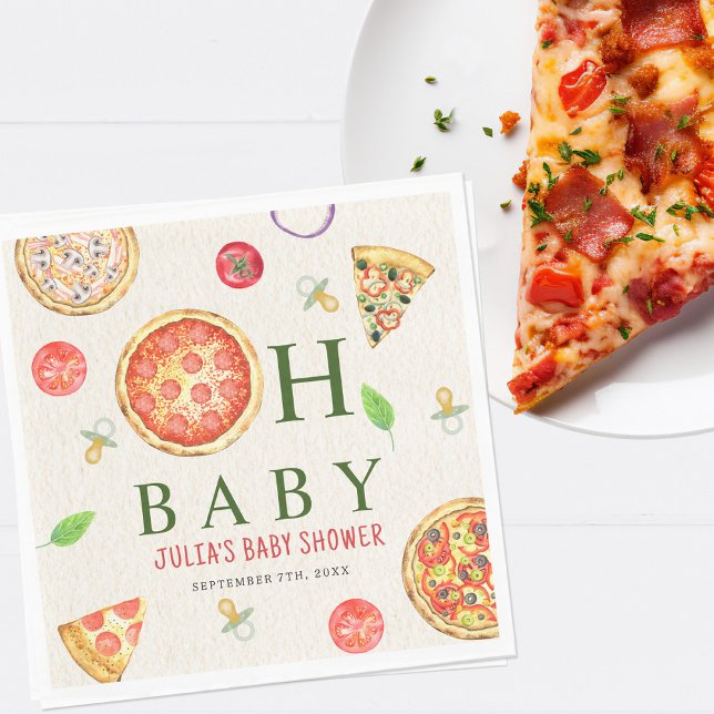 Oh Baby Pizza + Pacifiers Baby Shower Napkins (Creator Uploaded)
