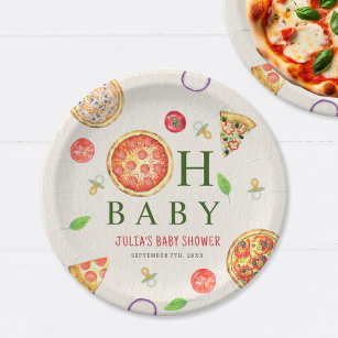 Oh Baby Pizza + Pacifiers Baby Shower Paper Plates