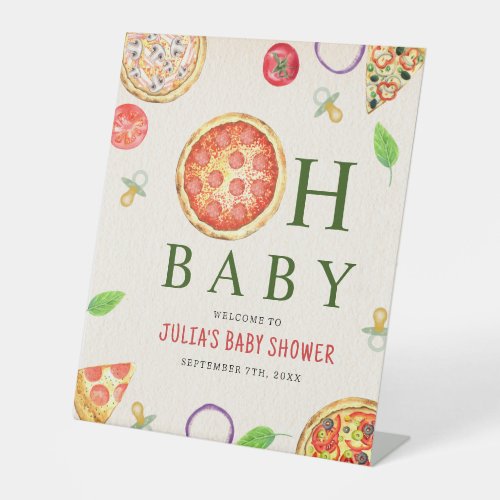 Oh Baby Pizza  Pacifiers Baby Shower Welcome Pedestal Sign