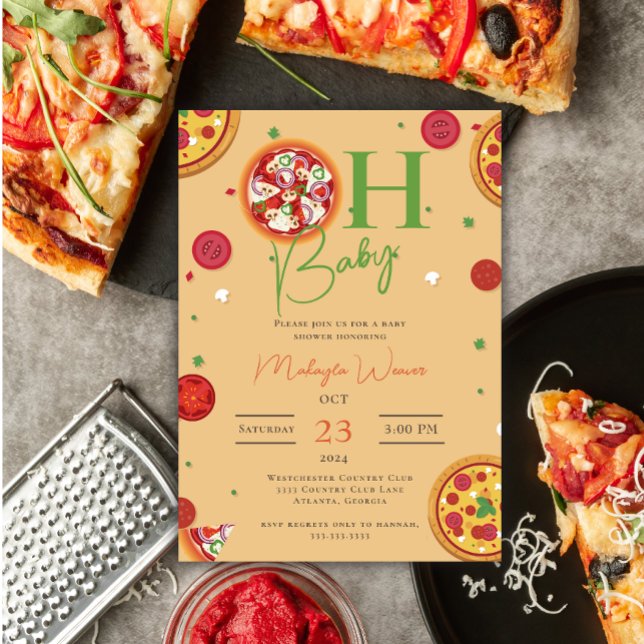 Oh Baby Pizza Pacifiers cool Baby Shower Invitation (Creator Uploaded)