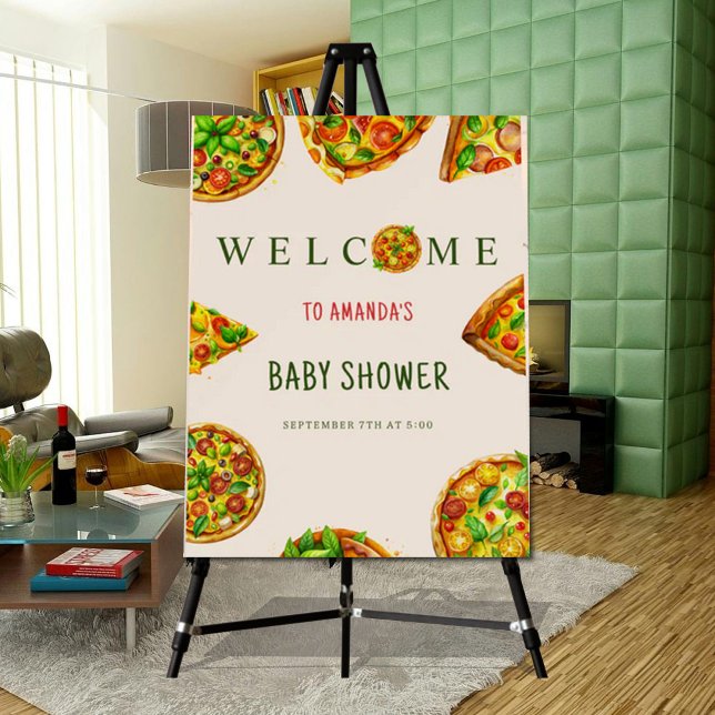 Oh Baby Pizza Tomatoes Olivia Green Baby Shower Foam Board (Creator Uploaded)