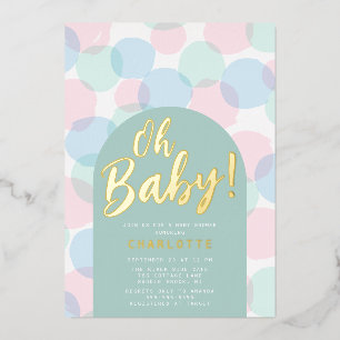 Oh Baby Polka Dots Baby Shower Foil Invitation