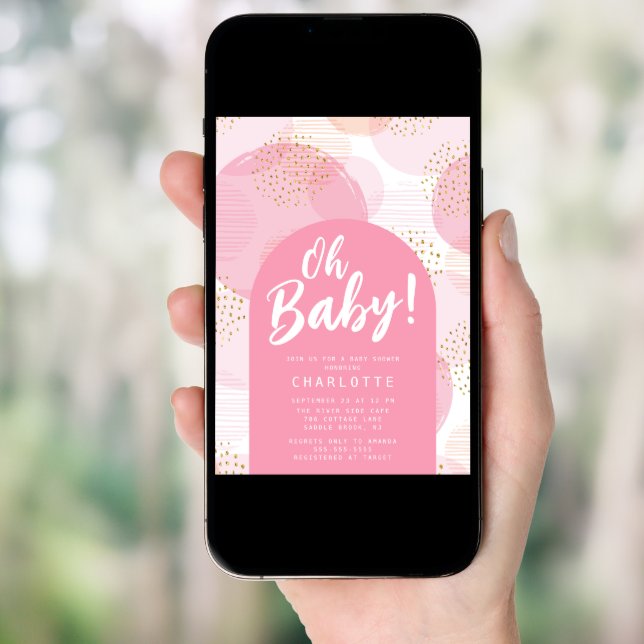 Oh Baby Polka Dots Baby Shower Invitation  (Front Digital)