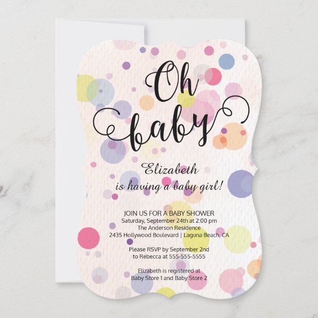 Oh Baby! Polka Dots Neutral Baby Shower Invitation (Front)
