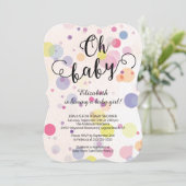 Oh Baby! Polka Dots Neutral Baby Shower Invitation (Standing Front)