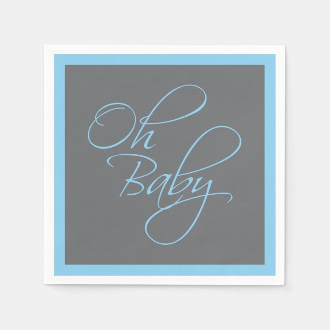 Oh Baby Posh Baby Shower for Boy Paper Napkins (Front)