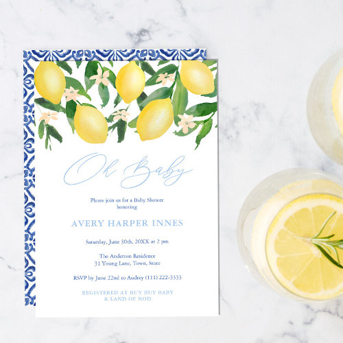 Oh Baby Positano Lemons Blue Boy Baby Shower