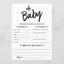 Oh Baby Predictions and Advice Card