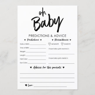 Oh Baby Predictions and Advice Card