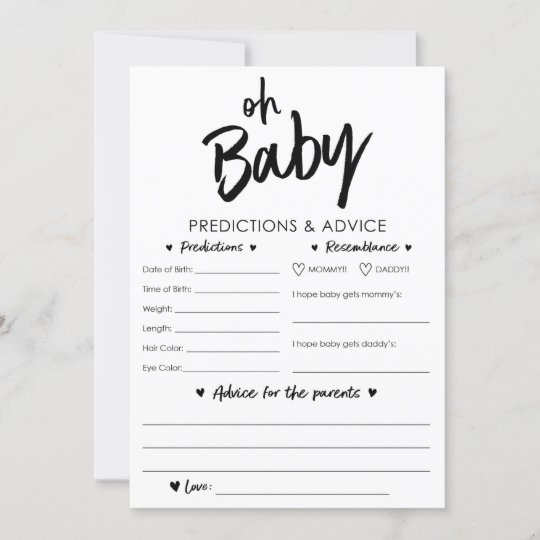 Oh Baby Predictions and Advice Card | Zazzle.com