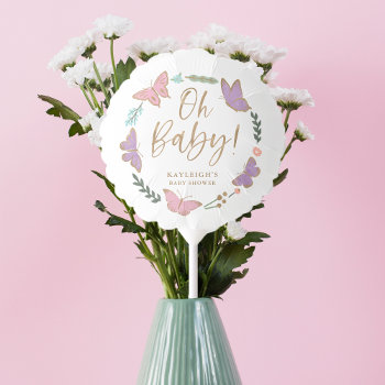 Oh Baby Pretty Butterflies Baby Shower Balloon by Orabella at Zazzle