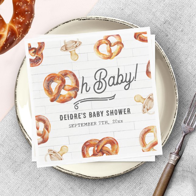 Oh Baby Pretzels & Pacifiers Baby Shower Welcome Napkins (Creator Uploaded)