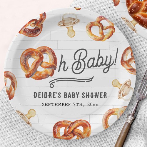 Oh Baby Pretzels  Pacifiers Baby Shower Welcome Paper Plates