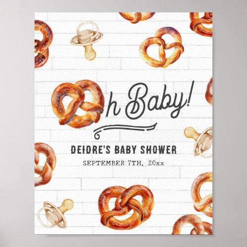 Oh Baby Pretzels  Pacifiers Baby Shower Welcome Poster