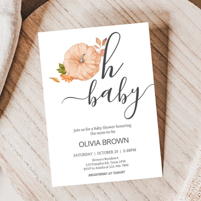 Oh Baby Pumpkin Fall Baby Shower Invitation (Oh Baby Pumpkin Fall Autumn Baby Shower Invitation)