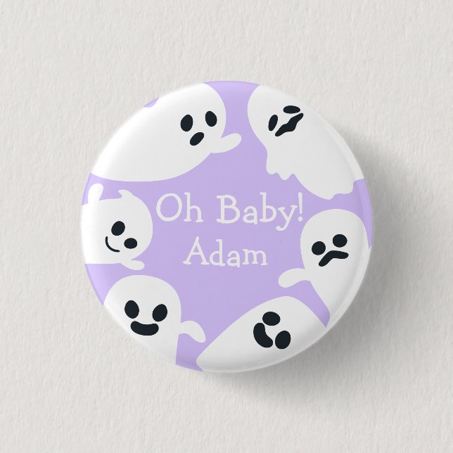 Oh Baby! Purple Halloween Fall Baby Shower Button (Front)
