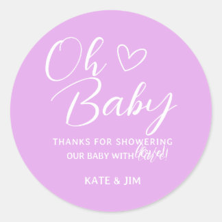 Oh Baby Purple Lavender Baby Shower Thank You Classic Round Sticker