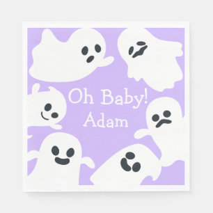 Oh Baby! Purple & White Halloween Fall Baby Shower Napkins