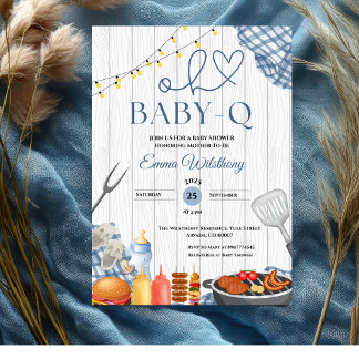 Oh Baby-Q Baby Shower Boy Rustic BBQ Invitation