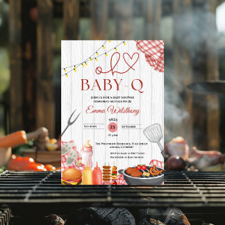 Oh Baby-Q Baby Shower Girl Rustic BBQ Invitation