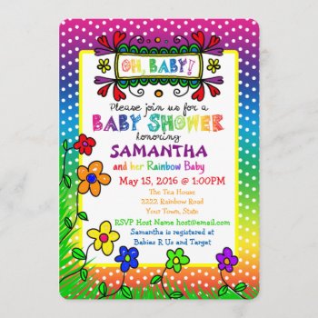 Oh  Baby! Rainbow Baby Shower Invitation by RainbowBabies at Zazzle