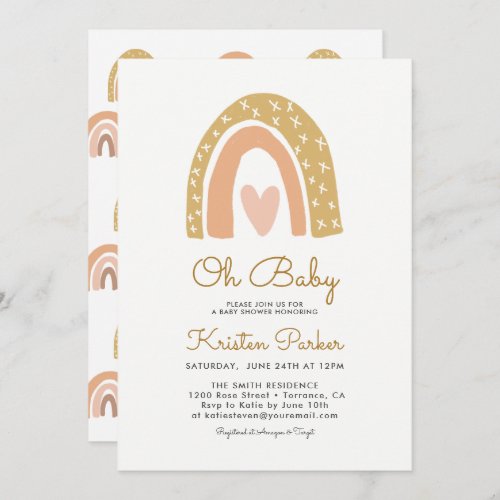 Oh Baby Rainbow Baby Shower Invitation Cards