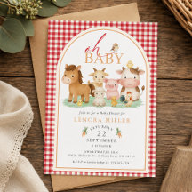 Oh Baby! Red Gingham Farm Animal Baby Shower