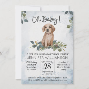 Oh Baby! Retriever Puppy Dog Baby Shower  Invitation