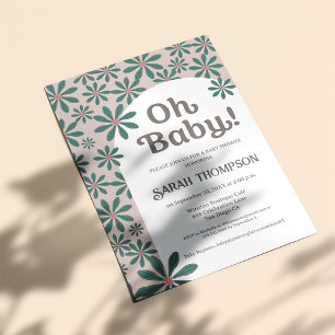 Oh baby Retro Boho Daisy Flower arch baby Shower Invitation