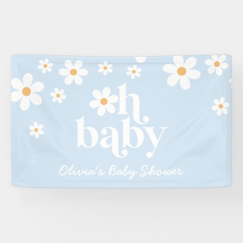 Oh Baby Retro Daisy boho baby shower Banner