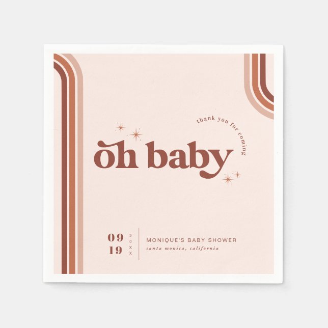 Oh Baby | Retro Seventies Baby Shower Napkins (Front)