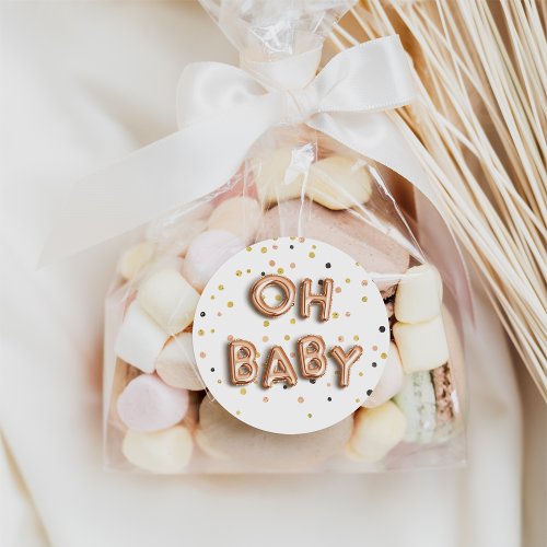 Oh Baby  Rose Gold Baby Shower Classic Round Sticker