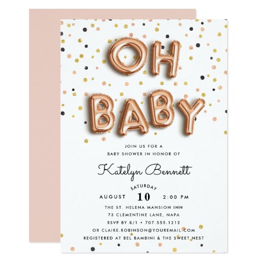 Oh Baby Rose Gold Baby Shower Invitation Zazzle Com