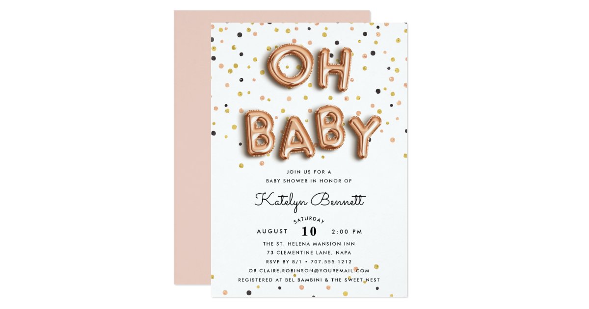 Oh Baby Rose Gold Baby Shower Invitation