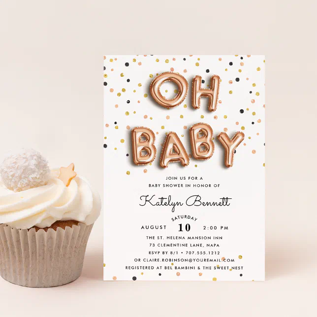 Oh Baby Rose Gold Baby Shower Invitation Zazzle