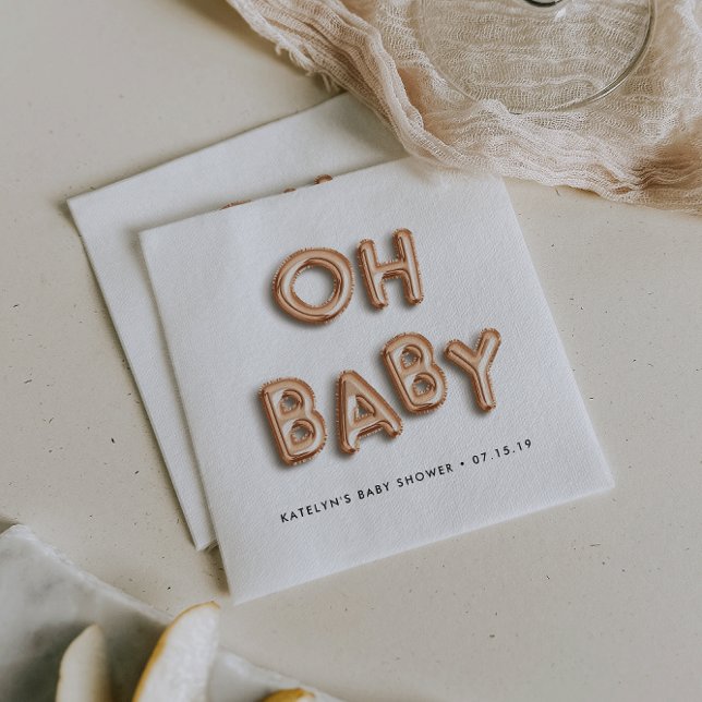 Oh Baby | Rose Gold Baby Shower Paper Napkins (Creator Uploaded)
